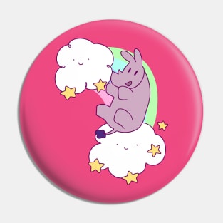 Rainbow Cloud Rhino Pin