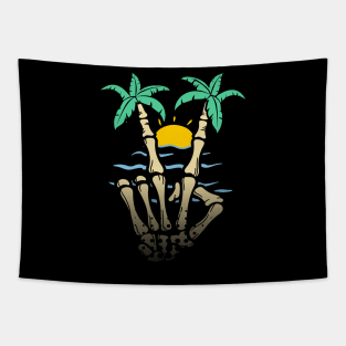 Peace Palm Tree Skeleton Tapestry