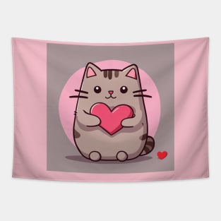 Cute kitten Valentine pu-sheen Tapestry