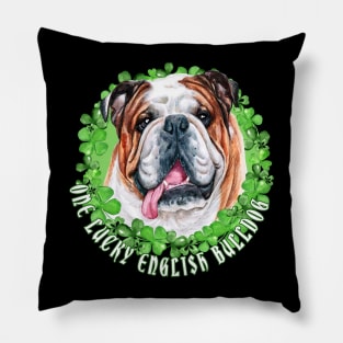 One Lucky English Bulldog Funny St. Patrick Dog Pillow