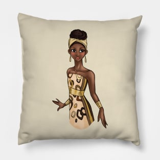 Black is Beautiful - Zambia Melanin Girl in traditional outfit Pillow