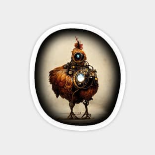 Robotic Steampunk Chicken Magnet