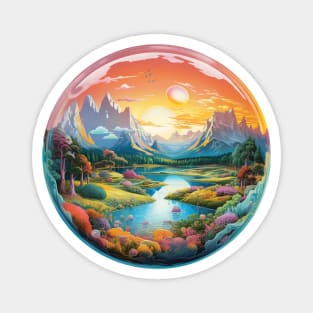 Landscape Bubble Colorful Psychedelic Art Magnet