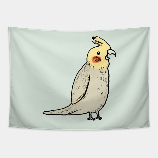 Happy Cockatiel Tapestry by Sophie Corrigan