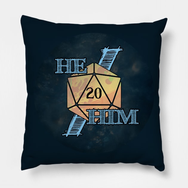 He/Him Pronoun D20 Pillow by Aurora Jordan