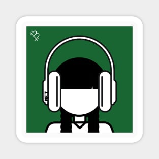 Minimal Gothic Girl Wearing Headphones Magnet