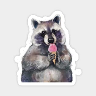 Raccoon eating ice cream Magnet