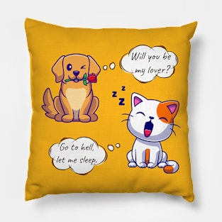 Dog proposing Cat Pillow
