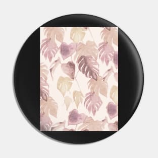 Watercolor botanical monstera and palm leaves in blush pink Pin