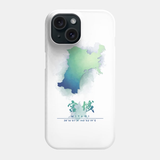 Miyagi Japan Watercolor Map Art Phone Case by Takeda_Art