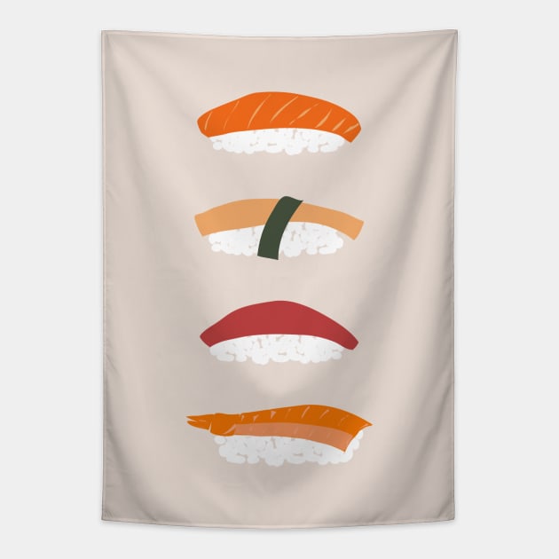 Retro Nigiri Sushi Tapestry by lymancreativeco