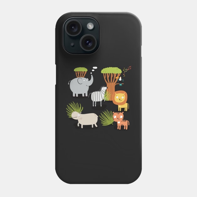 Our friends, the lion, tiger, zebra, elephant , tucan and hippo,on the savannah in Africa Phone Case by marina63