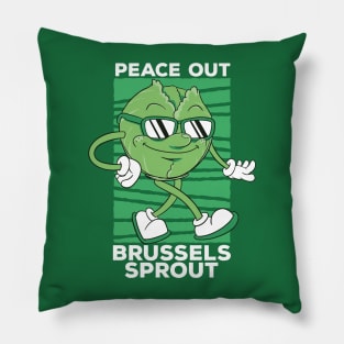 Peace Out Brussels Sprout // Cute Veggie Cartoon Pillow