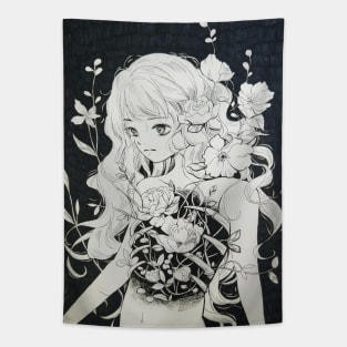 Girl Bone Flower Tapestry