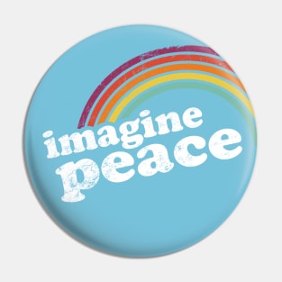 IMAGINE PEACE - Vintage Retro Rainbow Pin