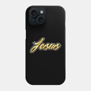 Shiny black and Gold JESUS word ver7 Phone Case