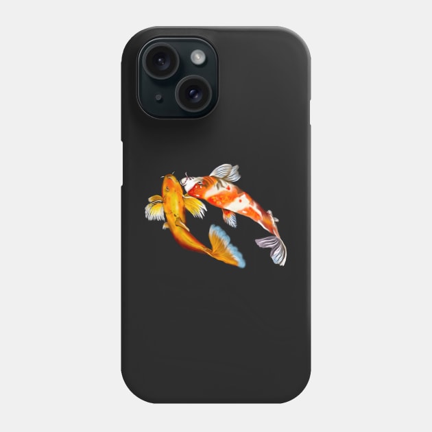 Best fishing gifts for fish lovers 2022. Koi fish pair couple swimming Phone Case by Artonmytee