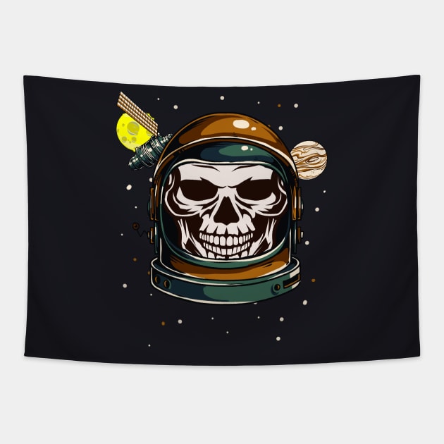 Astronaut Skull Tapestry by Foxxy Merch