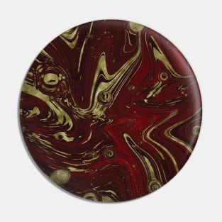 Gold Faux Glitter & Maroon Red Marble Abstract Art Pin