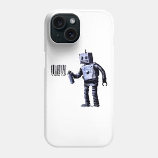 BANKSY Robot Spray Painting Barcode Phone Case