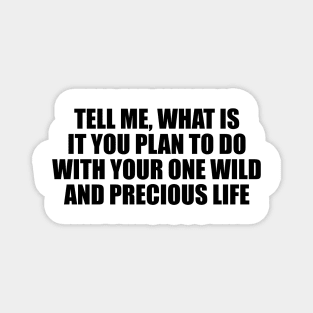 Tell me, what is it you plan to do with your wild and precious life Magnet