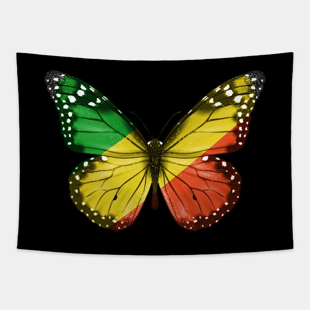 Congon Flag  Butterfly - Gift for Congon From Republic Of The Congo Tapestry by Country Flags