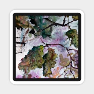 Oak Leaves Watercolor and Ink Art Magnet