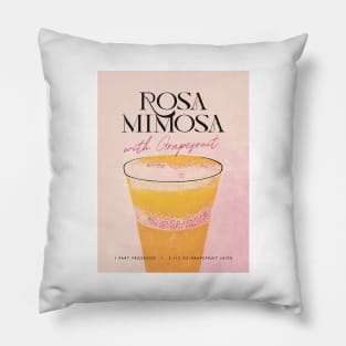 Rosa Mimosa Retro Poster with Grapefruit Bar Prints, Vintage Drinks, Recipe, Wall Art Pillow