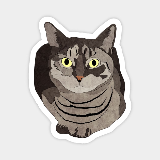 Gray Striped Cat Magnet by The Star Crumbles