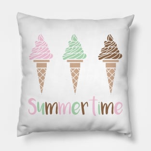 Cute Pastel Summertime Ice Cream Cones Pillow