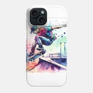 Artistic illustration of a kid on a skateboard. Phone Case