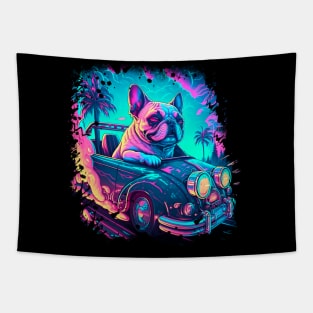 Neon Retro French Bulldog Tapestry