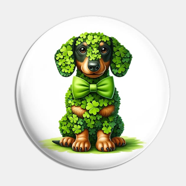 Clover Dachshund Dog St Patricks Day Pin by Chromatic Fusion Studio