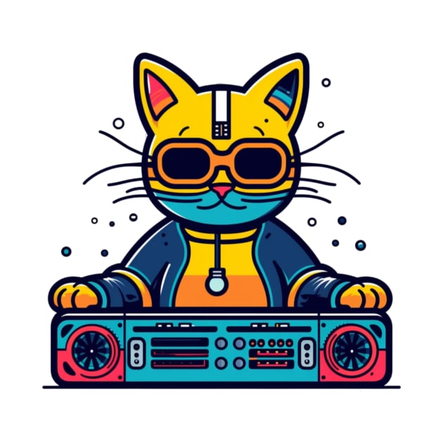 Funny Keith Haring, cat Dj by Art ucef