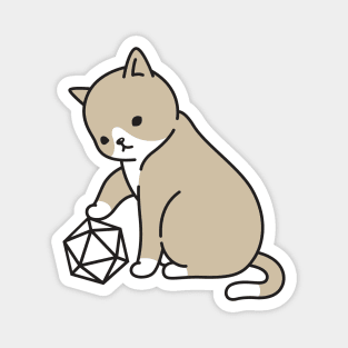 Polyhedral D20 Dice and Cats Magnet