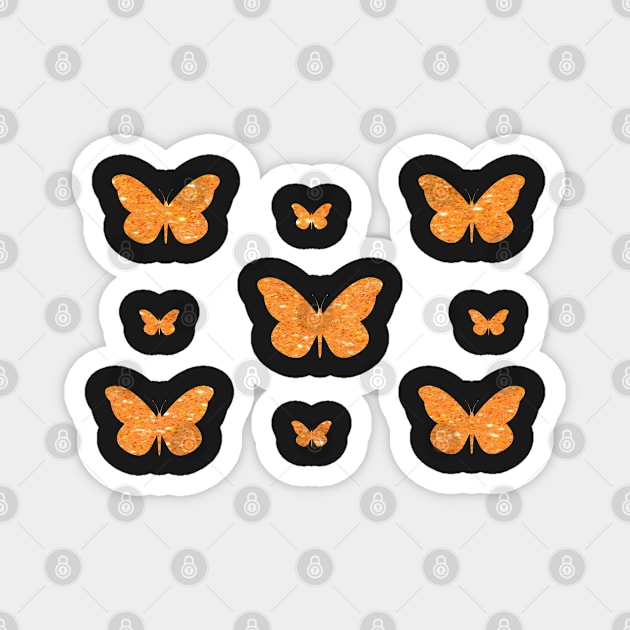 Orange Faux Glitter Butterflies Magnet by Felicity-K