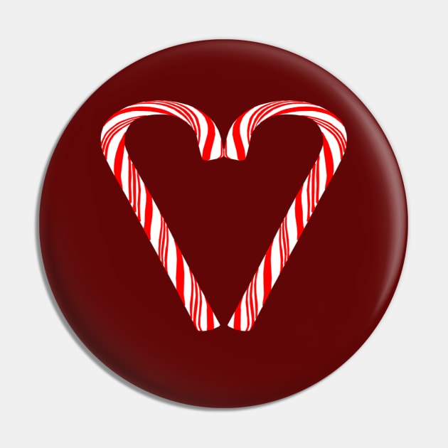 Peppermint Christmas Candy Cane Heart Pin by Art by Deborah Camp