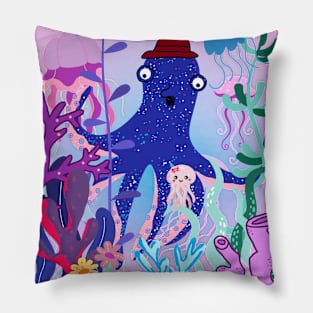 The Story of the Sea,octopus, jellyfish, coral reefs, seaweed Pillow