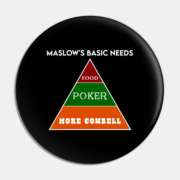 Maslow's - Food, Poker, and More Cowbell Pin by Poker Day