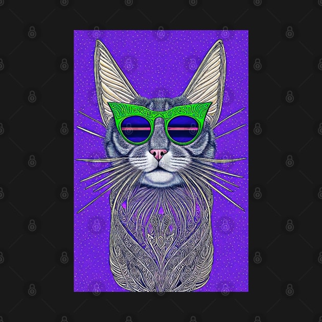 Cosmos Cat Wearing Sunglasses- Fission! by Black Cat Alley