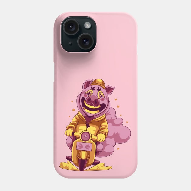 Pig Vespa Rider Phone Case by Vatrha Kewo