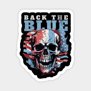 Thin Blue Line USA Skull Flag Magnet