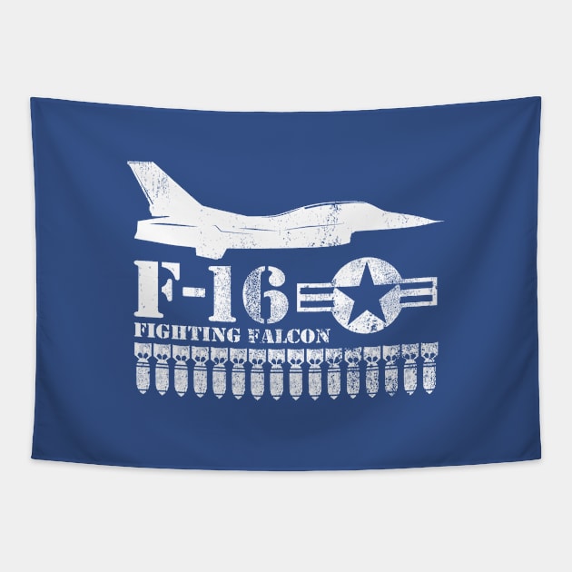 F-16 Fighting Falcon (distressed) Tapestry by TCP