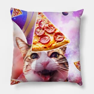 Space Galaxy Cat With Pizza Pillow