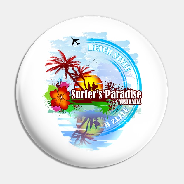 Surfer's Paradise Australia Pin by dejava