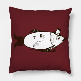 fish black and white Pillow