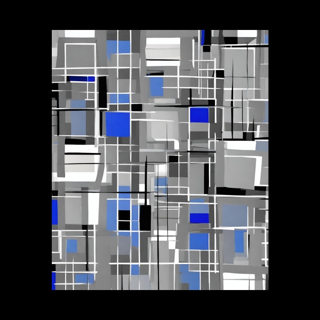 Blue Gray Black And White Abstract Rectangles by EdwinPlenzler