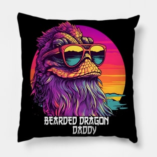 Bearded Dragon Daddy Synthwave Pillow