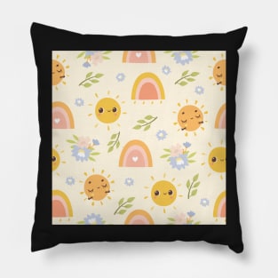 Sun and Rainbow print Pillow