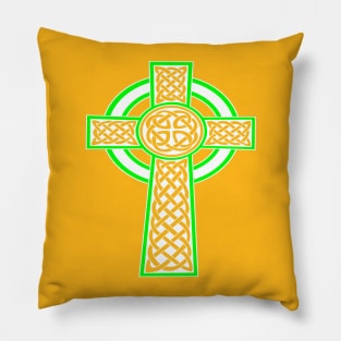 St Patrick's Day Celtic Cross White and Green Pillow